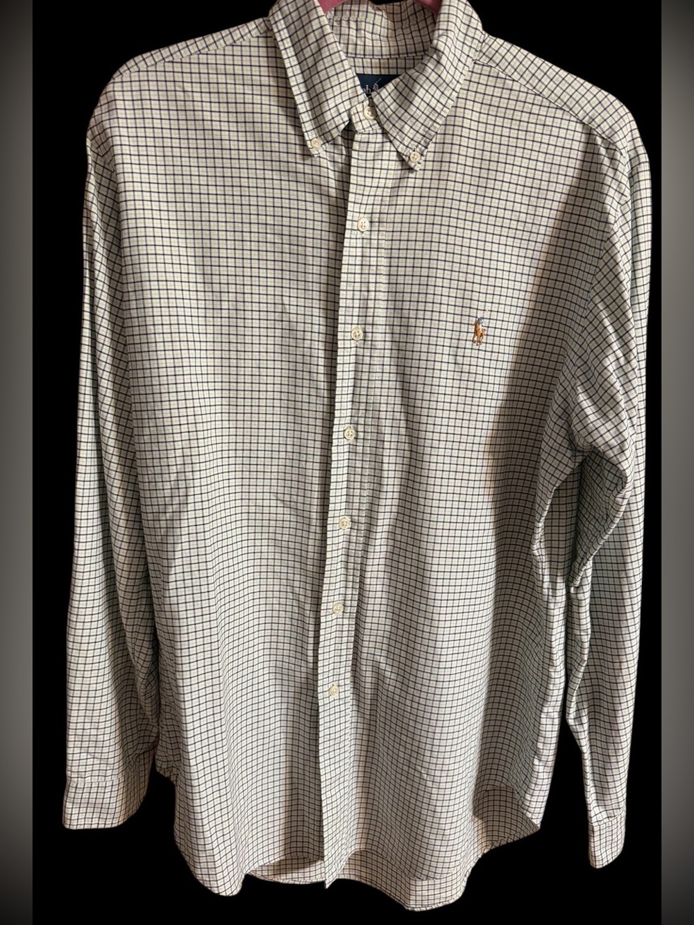 Polo by Ralph Lauren Classic fit‎ White, Blue & Green Check LS Shirt size medium